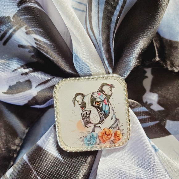 Western scarf slide,scarf slide concho, wild rag slides, Pitbull lover gift - Picture 2 of 3